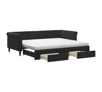 ATOMSTACK MAKER Divano letto pieghevole 2 in 1, in velluto nero, letto estraibile, 90 x 200 cm, con 2 materassi in schiuma + 2 cassetti scorrevoli, ideale per ospiti e piccoli spazi
