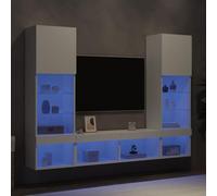 ATOMSTACK MAKER HOMELEN 5 LG. Parete con illuminazione in legno bianco, mobile TV, TV, mobili per soggiorno, camera da letto