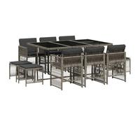ATOMSTACK MAKER HOMELEN - Set da pranzo da giardino, 11 pezzi, con cuscini, in rattan sintetico, resistente alle intemperie, per terrazza, giardino, patio, tavolo e sedie, sgabello, 6 persone