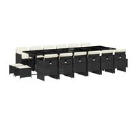 ATOMSTACK MAKER HOMELEN - Set da pranzo da giardino, 17 pezzi, con cuscini, in polyrattan nero, per terrazza, giardino, feste di famiglia, resistenti ai raggi UV, impilabili, facili da montare