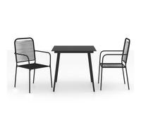 ATOMSTACK MAKER HOMELEN - Set da pranzo da giardino, 3 pezzi, gruppo di conversazioni in corda di cotone nero, tavolo in acciaio e vetro, resistente alle intemperie, mobili da giardino, patio