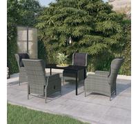 ATOMSTACK MAKER HOMELEN - Set da pranzo da giardino, 5 pezzi, grigio chiaro, protezione dalle intemperie, set da pranzo per esterni, in rattan sintetico, con tavolo in vetro e telaio in acciaio nero