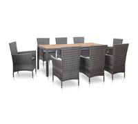 ATOMSTACK MAKER HOMELEN - Set da pranzo da giardino in polyrattan con tavolo in legno di acacia, resistente alle intemperie, facile da montare, grigio/grigio scuro, 190 x 90 cm, per terrazza, balcone