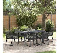 ATOMSTACK MAKER HOMELEN - Set da pranzo da giardino, tavolo e sedie in polyrattan, nero, resistente alle intemperie, per terrazza, giardino, patio, 7 pezzi, estensibile, 6 posti, 53-180 x 80 x 74 cm