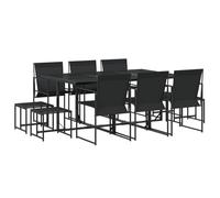 ATOMSTACK MAKER HOMELEN - Set di mobili da giardino, 11 pezzi, in textilene nero, resistente alle intemperie, resistente ai raggi UV, tavolo in vetro, sedie in rattan, sgabelli per terrazza, giardino