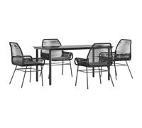 ATOMSTACK MAKER HOMELEN - Set di mobili da giardino, 5 pezzi, gruppo di conversazioni, resistente alle intemperie, in polyrattan e vetro, sedie da giardino con cuscini, colore nero, mobili per patio