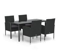 ATOMSTACK MAKER HOMELEN - Set di mobili da giardino, 5 pezzi, gruppo di conversazioni, resistente alle intemperie, in rattan sintetico nero, tavolo in vetro temperato, sedie da giardino con cuscini