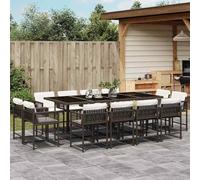 ATOMSTACK MAKER HOMELEN - Set di mobili da giardino da 13 pezzi, gruppo di conversazioni da giardino, resistente alle intemperie, in rattan sintetico, marrone, con cuscino imbottito, piano in vetro
