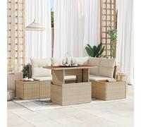 ATOMSTACK MAKER HOMELEN - Set di mobili da giardino da 5 pezzi + set da pranzo in polyrattan + resistente alle intemperie + beige e crema + design modulare con spazio + piedi regolabili + per terrazza