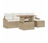 ATOMSTACK MAKER HOMELEN - Set di mobili da giardino da 6 pezzi + set di conversazione resistente alle intemperie + beige e crema + polyrattan acciaio e legno di acacia + modulare + piedi regolabili +