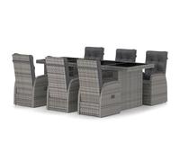 ATOMSTACK MAKER HOMELEN - Set di mobili da giardino da 7 pezzi + gruppo di conversazione + resistente alle intemperie + rattan sintetico grigio + cuscini grigio scuro + piano in vetro + mobili da