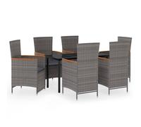 ATOMSTACK MAKER HOMELEN - Set di mobili da giardino da 7 pezzi + tavolo da pranzo per esterni + set di conversazioni resistenti alle intemperie + rattan PE in legno di acacia, telaio in acciaio, piano