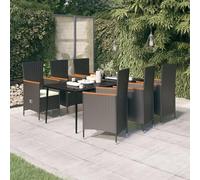 ATOMSTACK MAKER HOMELEN - Set di mobili da giardino da 7 pezzi + tavolo da pranzo per esterni + set di conversazioni resistenti alle intemperie + rattan sintetico nero e legno di acacia + cuscini da 5