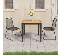 ATOMSTACK MAKER HOMELEN - Set di mobili da giardino in rattan PVC + tavolo da pranzo resistente alle intemperie + facile da montare + nero e marrone + PVC rattan acciaio WPC alluminio + 3 pezzi + per