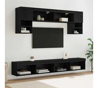 ATOMSTACK MAKER HOMELEN - Unità da parete per TV con 6 pezzi, colore nero, effetto rovere, per TV, soggiorno, camera da letto