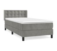 ATOMSTACK MAKER Letto a molle, 100 x 200 cm, con testiera regolabile in altezza, materasso a molle insacchettate e rivestimento in velluto delicato sulla pelle, grigio chiaro, per chi dorme sulla