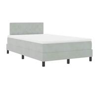 ATOMSTACK MAKER Letto a molle, 120 x 190 cm, con materasso e topper, letto in velluto grigio chiaro con testiera regolabile in altezza, robusto telaio in legno e rete a doghe fissa, per 2 persone