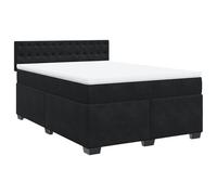 ATOMSTACK MAKER Letto a molle, 140 x 190 cm, con materasso a molle insacchettate e cuscino traspirante, colore nero, tessuto vellutato, testiera in legno di pino massiccio, design moderno per un sonno