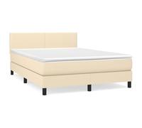 ATOMSTACK MAKER Letto a molle, 140 x 190 cm, con testiera regolabile in altezza, materasso a molle insacchettate e topper delicato sulla pelle, color crema, traspirante, per chi dorme sulla schiena e