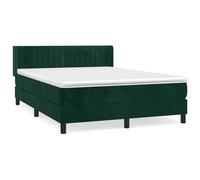 ATOMSTACK MAKER Letto a molle, 140 x 200 cm, con materasso a molle insacchettate (20 cm), rigidità media, rivestimento in velluto verde scuro, testiera regolabile in altezza, con topper incluso, per