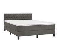 ATOMSTACK MAKER Letto a molle, 140 x 200 cm, con materasso a molle insacchettate e testiera in velluto regolabile in altezza, 20 cm di altezza, con striscia LED e topper, moderno letto per camera da
