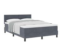 ATOMSTACK MAKER Letto a molle, 160 x 200 cm, colore grigio scuro, effetto velluto, testiera regolabile in altezza, con materasso, topper e rete a doghe fissa, design moderno per 2 persone