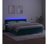 ATOMSTACK MAKER Letto a molle, 160 x 200 cm, con materasso a molle insacchettate e testiera regolabile, velluto blu scuro, strisce LED (55 cm), porta USB, letto moderno per camera da letto