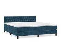 ATOMSTACK MAKER Letto a molle, 180 x 200 cm, blu scuro, con testiera in velluto regolabile in altezza, materasso a molle insacchettate e topper, per chi dorme sulla schiena e sulla pancia, comfort