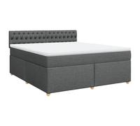 ATOMSTACK MAKER Letto a molle, 180 x 200 cm, con materasso a molle insacchettate e cuscino traspirante, rivestimento in tessuto grigio scuro, piedi in legno di pino, con testiera e rivestimento