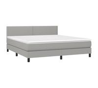 ATOMSTACK MAKER Letto a molle, 180 x 200 cm, con materasso a molle insacchettate e testiera regolabile in altezza, grigio chiaro, design moderno, strisce LED (5 V), rivestimento in poliestere