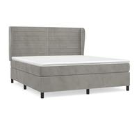 ATOMSTACK MAKER Letto a molle, 180 x 200 cm, con testiera regolabile in altezza, materasso a molle insacchettate e topper, rivestimento in velluto grigio chiaro, per chi dorme sulla schiena e sulla