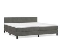 ATOMSTACK MAKER Letto a molle, 200 x 200 cm, con materasso a molle insacchettate e testiera regolabile in altezza, velluto grigio scuro, per chi dorme sulla schiena e sulla pancia, con topper incluso