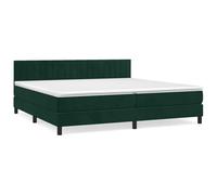 ATOMSTACK MAKER Letto a molle, 200 x 200 cm, con testiera regolabile in altezza, rivestimento in velluto verde scuro, 2 materassi a molle insacchettate (100 x 200 cm) e topper, ideale per chi dorme