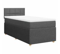 ATOMSTACK MAKER Letto a molle, 90 x 190 cm, con materasso a molle insacchettate e cuscino traspirante, rivestimento in tessuto grigio scuro, robusto telaio in legno con testiera, altezza 20 cm, per un
