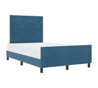 ATOMSTACK MAKER Letto a molle con testiera regolabile in velluto blu scuro, 120 x 200 cm, struttura in legno di pino massiccio, supporto integrato senza rete aggiuntiva, per camera da letto moderna