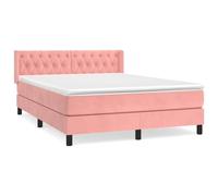 ATOMSTACK MAKER Letto a molle, rosa, 140 x 200 cm, con materasso a molle insacchettate e testiera in velluto regolabile in altezza, durezza media, delicato sulla pelle, per chi dorme sulla schiena e