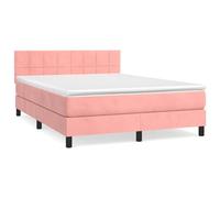 ATOMSTACK MAKER Letto a molle, rosa, 140 x 200 cm, con materasso a molle insacchettate e testiera regolabile in altezza, effetto velluto, rigidità media, per chi dorme sulla schiena e sulla pancia
