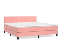 ATOMSTACK MAKER Letto a molle, rosa, 160 x 200 cm, con materasso a molle insacchettate e testiera in velluto regolabile in altezza, durezza media, delicato sulla pelle, per chi dorme sulla schiena e