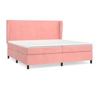 ATOMSTACK MAKER Letto a molle, rosa, 200 x 200 cm, con testiera regolabile in altezza, materasso a molle insacchettate e topper, rivestimento in velluto, ideale per chi dorme sulla schiena e sulla
