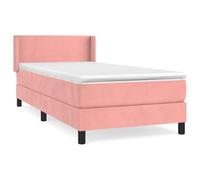ATOMSTACK MAKER Letto a molle, rosa, 80 x 200 cm, con testiera in velluto regolabile in altezza, materasso a molle insacchettate (20 cm) e morbido topper in poliestere, ideale per chi dorme sulla
