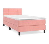 ATOMSTACK MAKER Letto a molle, rosa, 80 x 200 cm, con testiera regolabile in altezza, materasso a molle insacchettate (20 cm) e morbido rivestimento in velluto, ideale per chi dorme sulla schiena e
