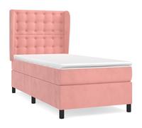 ATOMSTACK MAKER Letto a molle, rosa, 90 x 190 cm, con materasso a molle insacchettate e testiera in velluto regolabile in altezza, morbido, lussuoso, ideale per chi dorme sulla schiena e sulla pancia