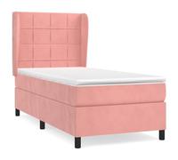 ATOMSTACK MAKER Letto a molle, rosa, 90 x 200 cm, con materasso a molle insacchettate e testiera in velluto regolabile in altezza, durezza media, delicato sulla pelle, per chi dorme sulla schiena e