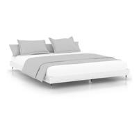 ATOMSTACK MAKER Letto con rete integrata, 200 x 200 cm, struttura in pannello di fibra ad alta densità e gambe in acciaio, design moderno in bianco lucido, ideale per camere da letto contemporanee