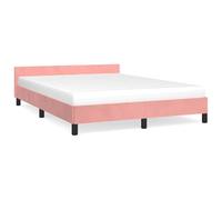 ATOMSTACK MAKER Letto con testiera in velluto rosa, 140 x 200 cm, struttura in legno e compensato, base con doghe integrate, design elegante e stabile per adulti, montaggio facile