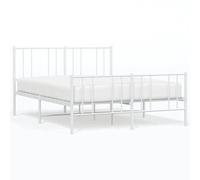 ATOMSTACK MAKER Letto in acciaio con testiera e pediera, struttura in metallo bianco verniciato a polvere, 150 x 200 cm, con rete integrata e spazio inferiore di 26 cm, ideale per camere da letto