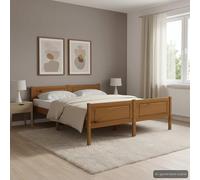 ATOMSTACK MAKER Letto in legno di pino massiccio, 140 x 200 cm, colore miele, struttura robusta con doghe in compensato, design moderno e minimalista per camera da letto, facile montaggio, senza