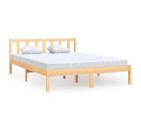ATOMSTACK MAKER Letto in legno di pino massiccio, 160 x 200 cm, con rete integrata, design moderno ed elegante per camera da letto, facile montaggio, legno naturale non trattato, resistente e durevole