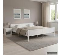 ATOMSTACK MAKER Letto in legno di pino massiccio, 200 x 200 cm, bianco, struttura robusta con doghe in compensato, ideale per adulti, facile montaggio, design moderno ed elegante per camera da letto