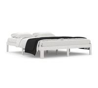 ATOMSTACK MAKER Letto in legno di pino massiccio, bianco, 160 x 200 cm, con rete integrata a doghe in legno, design moderno e rustico per camera da letto, facile montaggio, altezza del sonno 24 cm